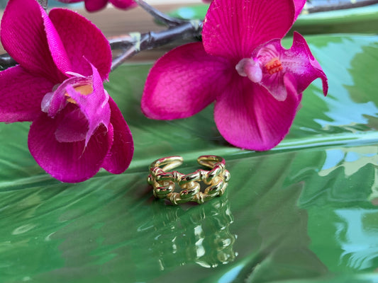 Meisterhaft Geflochtener Sterling Silber Ring mit 18 Karat Goldüberzug