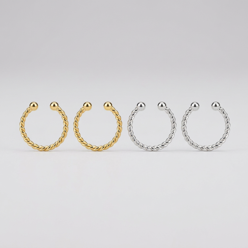 Mini Creolen „Ear Cuffs“ ohne Ohrlöcher - Silberfarben